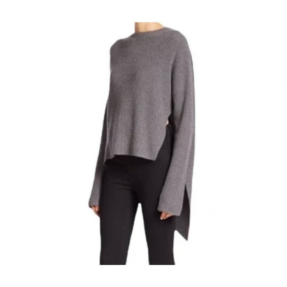 Brochu Walker Gray Ribbed Wool Asymmetric Pullover Sweater sz XS